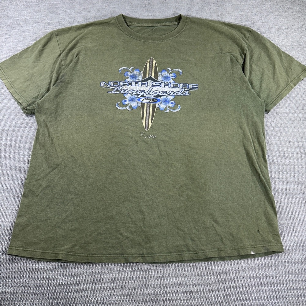 North Shore Longboards T-Shirt Mens XL Olive Green Good Surf Graphic Tee